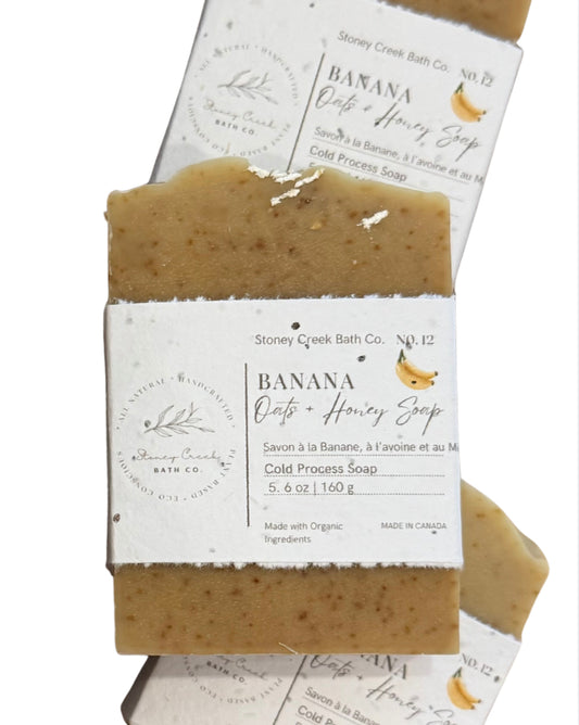 Natural Soap | Banana Oats + Honey - Creamy Unscented Soap with Colloidal Oats + Manuka Honey