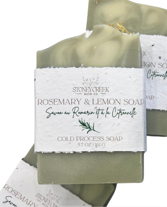 Natural Soap | Rosemary & Lemon - French Green Clay, Rosemary, Lemon and Lemongrass Soap