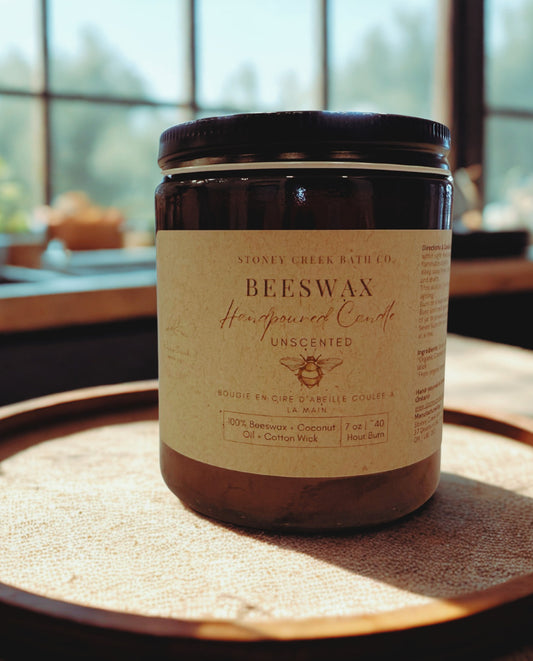 Hand-Poured Beeswax Candle - Unscented