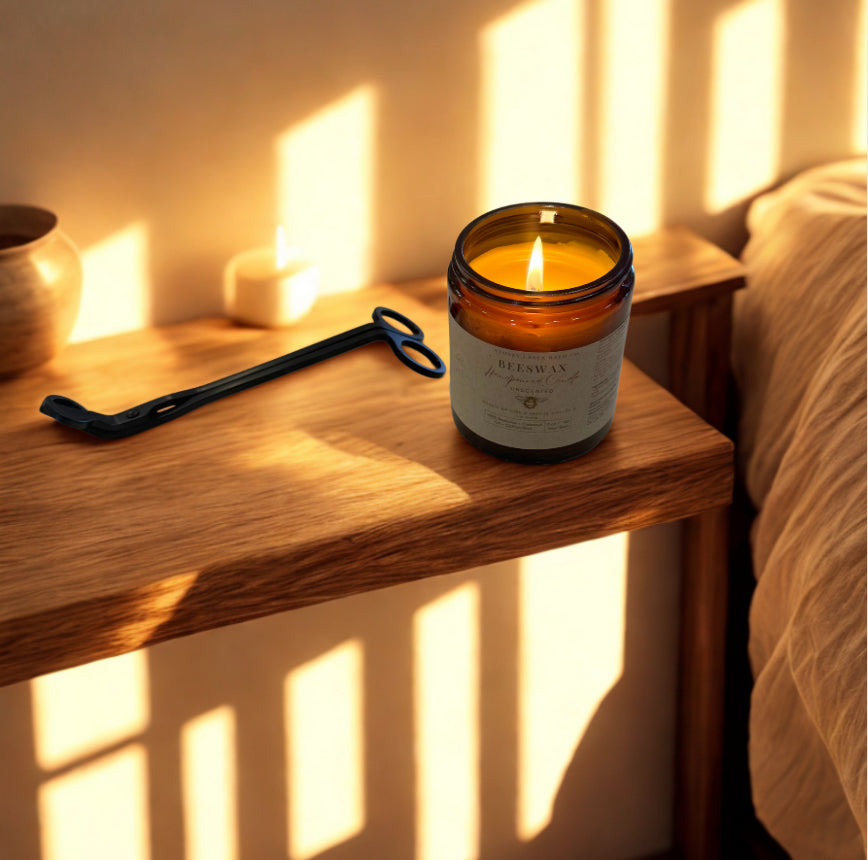 Hand-Poured Beeswax Candle - Unscented