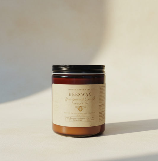 Hand-Poured Beeswax Candle - Unscented