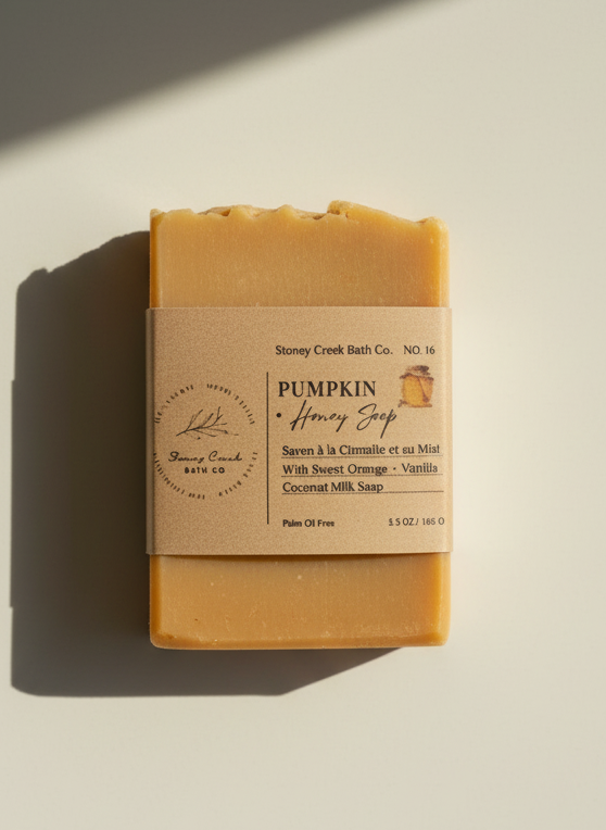 Natural Soap | Pumpkin + Honey - With Sweet Orange + Vanilla 