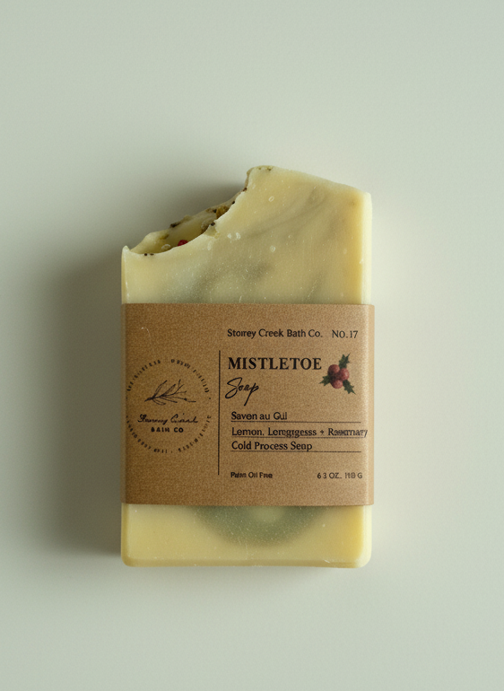 Natural Soap | Mistletoe - French Green Clay With Lemon, Lemongrass + Rosemary