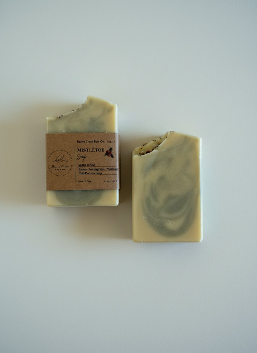 Natural Soap | Mistletoe - French Green Clay With Lemon, Lemongrass + Rosemary